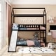 preview thumbnail 2 of 23, Modern Roof Design Twin over Twin Solid Pine Wood Bunk Bed with Full Length Guardrail, Side Ladder and Slide