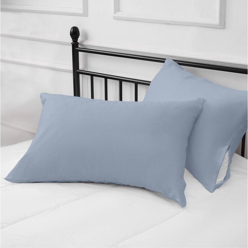 Organic Cotton Pillowcase Pair Zipper Closure 300TC GOTS Certified Super Soft and Breathable Fabric