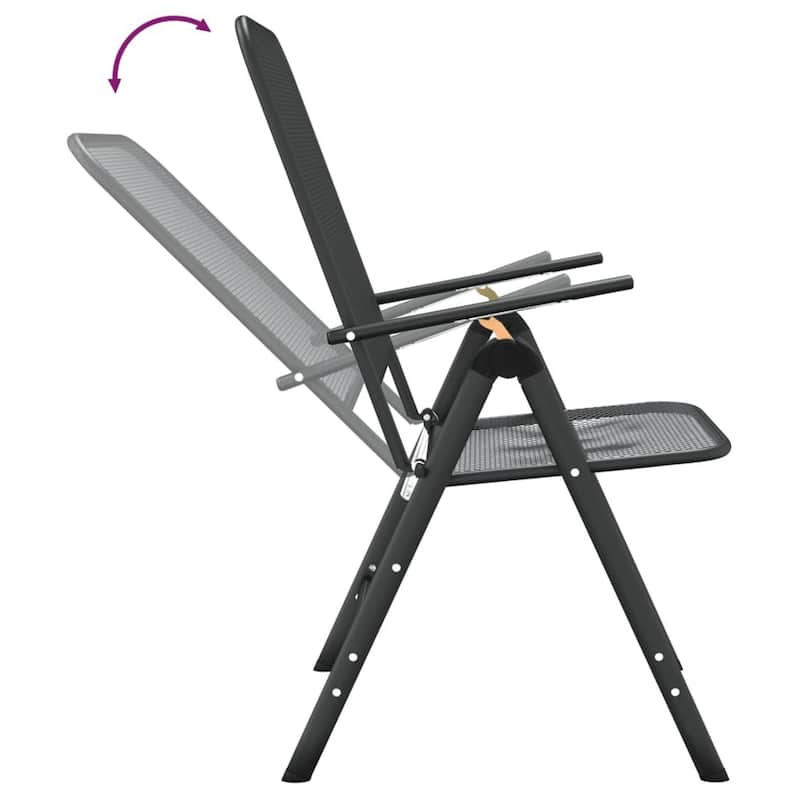 Ian Outdoor Foldable Chair Set of 2, Metal Mesh Design, Dark Gray