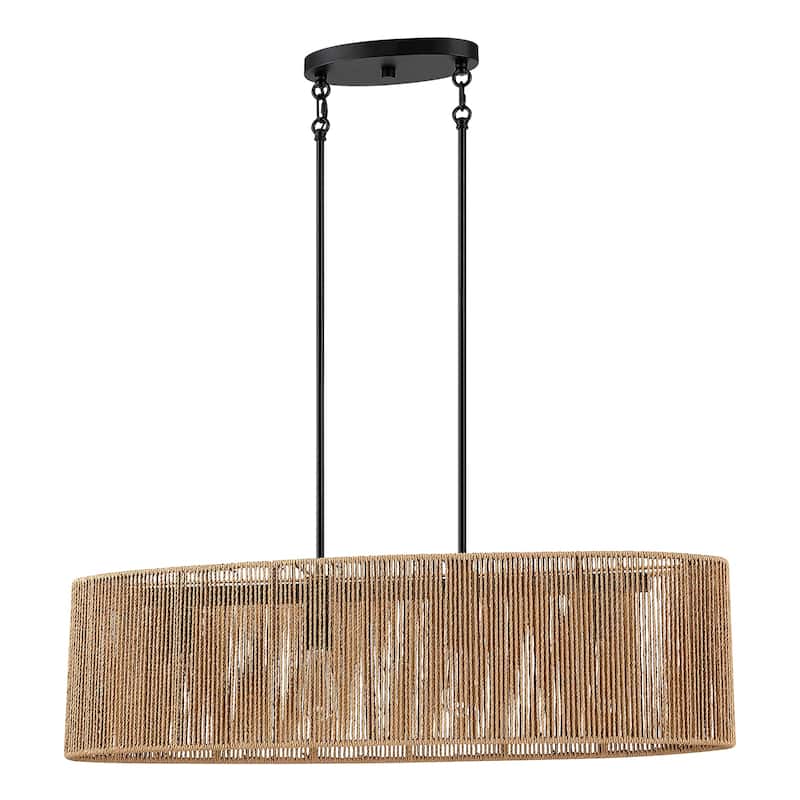 Lavery 4-Light Rattan Kitchen Island Chandelier with Black Hardware - 36'' W