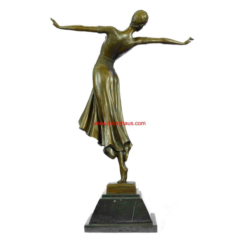 Signed Bronze Art Nouveau Deco Chiparus Statue Figurine Sculpture Art Figure