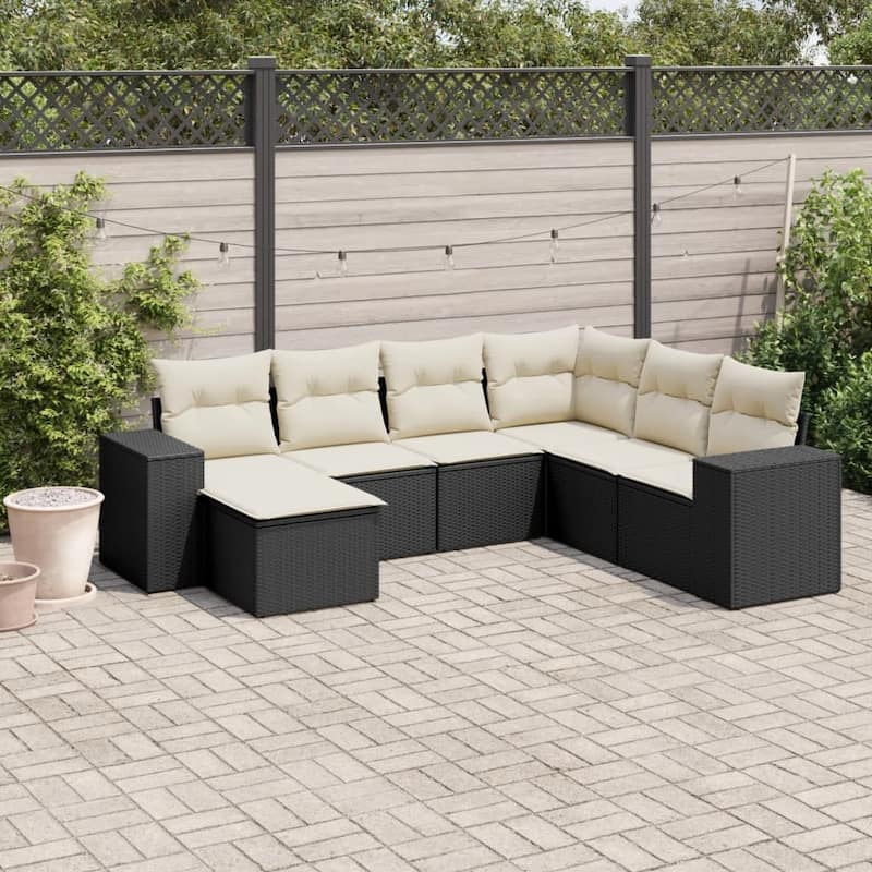 vidaXL Garden Sofa Set Black, Cream White - 24.4 x 32.7 x 27.2