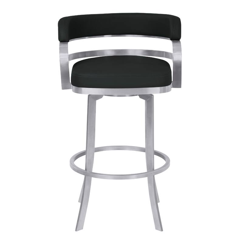 Faux Leather Counter Height Swivel Bar Chair with Silver Frame