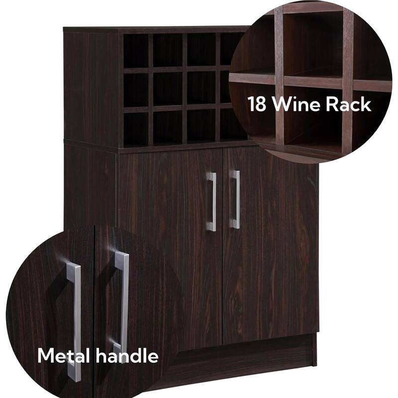 Wine Rack Storage, Kitchen Sideboard Buffet, Glass Holder and Drawers, 42.5''H