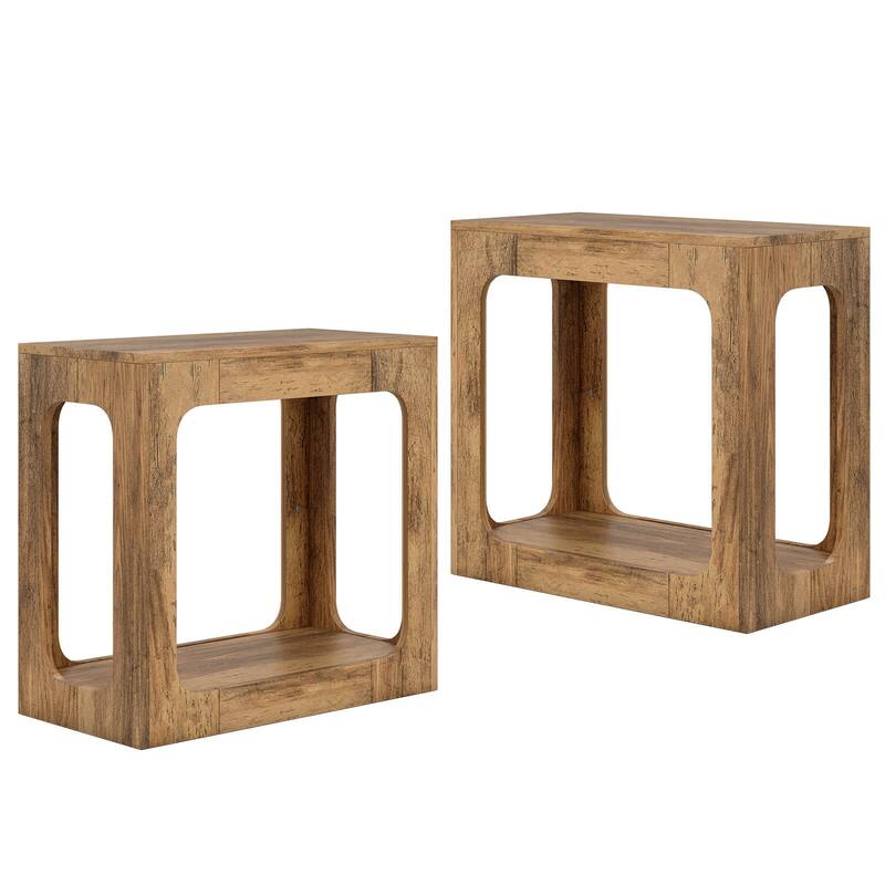 Costway 1/2 PCS 2-Tier End Table with Storage Shelf Hollow-out Design