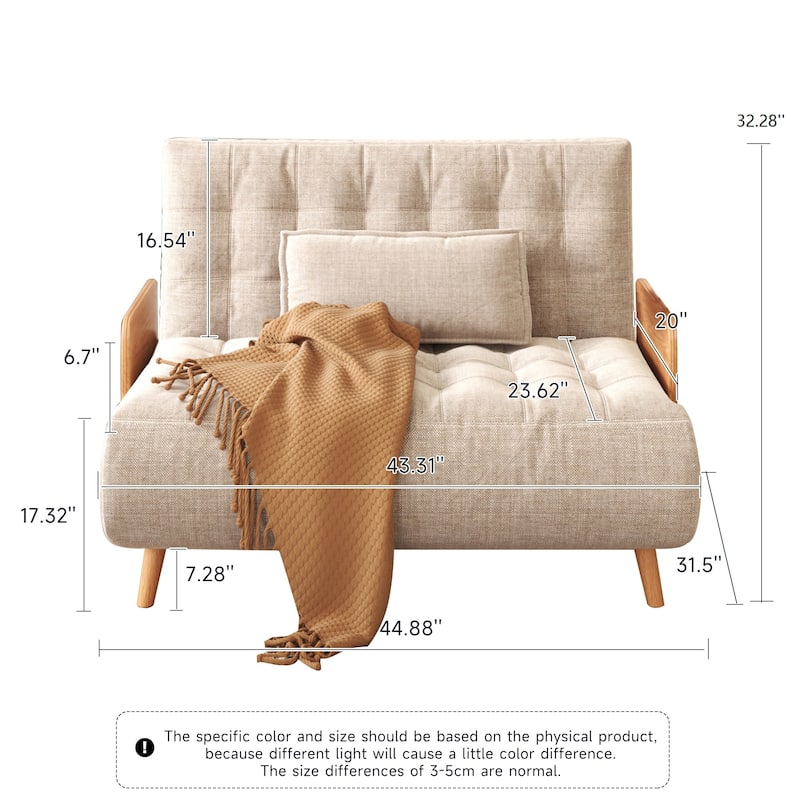 JASIWAY Modern Upholstered Sofa Bed, Beige
