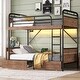 preview thumbnail 2 of 13, Detachable Bunk Bed Convertible 2 Beds, Black Metal Twin XL Over Twin XL Bed Frame with 2 Drawers, Lights and Charge Station
