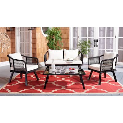 SAFAVIEH Outdoor Arly 4-Piece Rope Patio Set - 39Wx26Dx15H