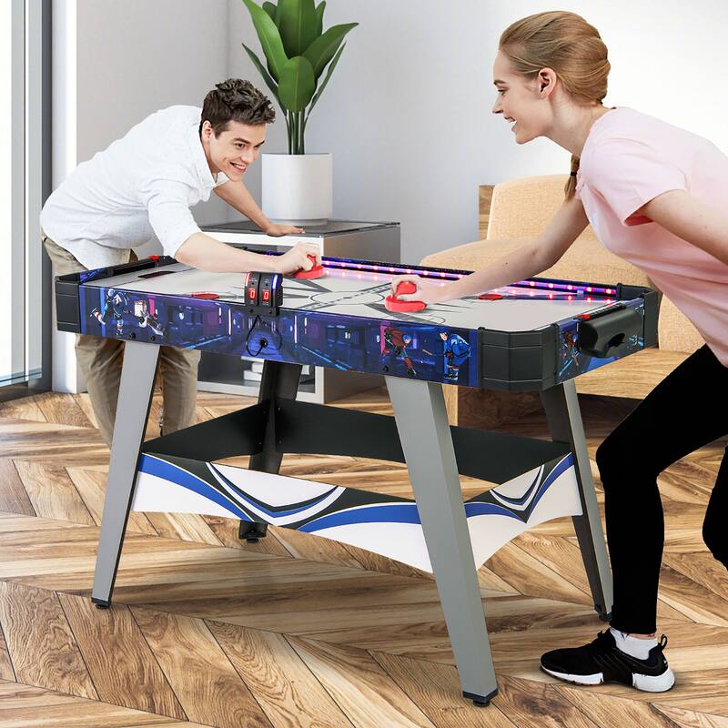Gymax 54'' Air Hockey Game Table w/2 Pushers Pucks Adjustable Foot