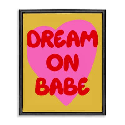 Stupell Dream On Babe on Yellow Framed Floater Canvas Wall Art Design By House of Lulu