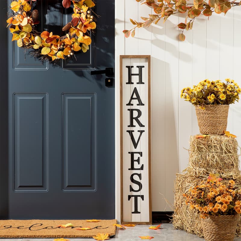 Glitzhome Thanksgiving Wooden Scarecrow Porch Sign Decor