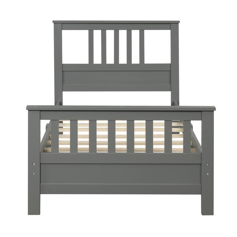 Stylish Twin Wood Platform Bed Frame with Headboard and Footboard, Pine and MDF Construction, Easy Assembly