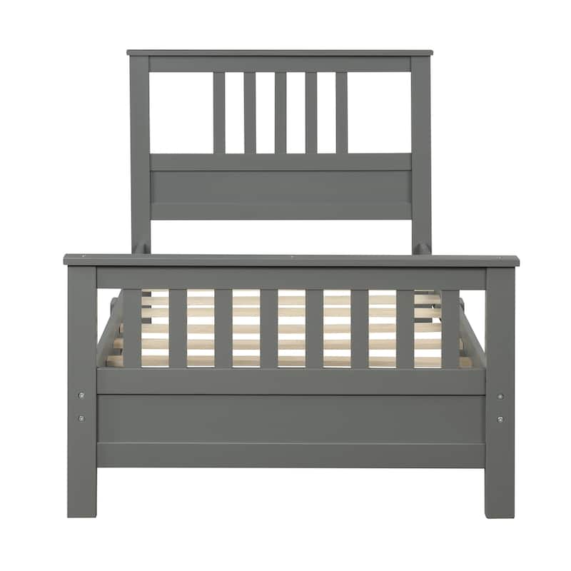 Wood Platform Bed with Headboard & Footboard, No Box Spring Needed