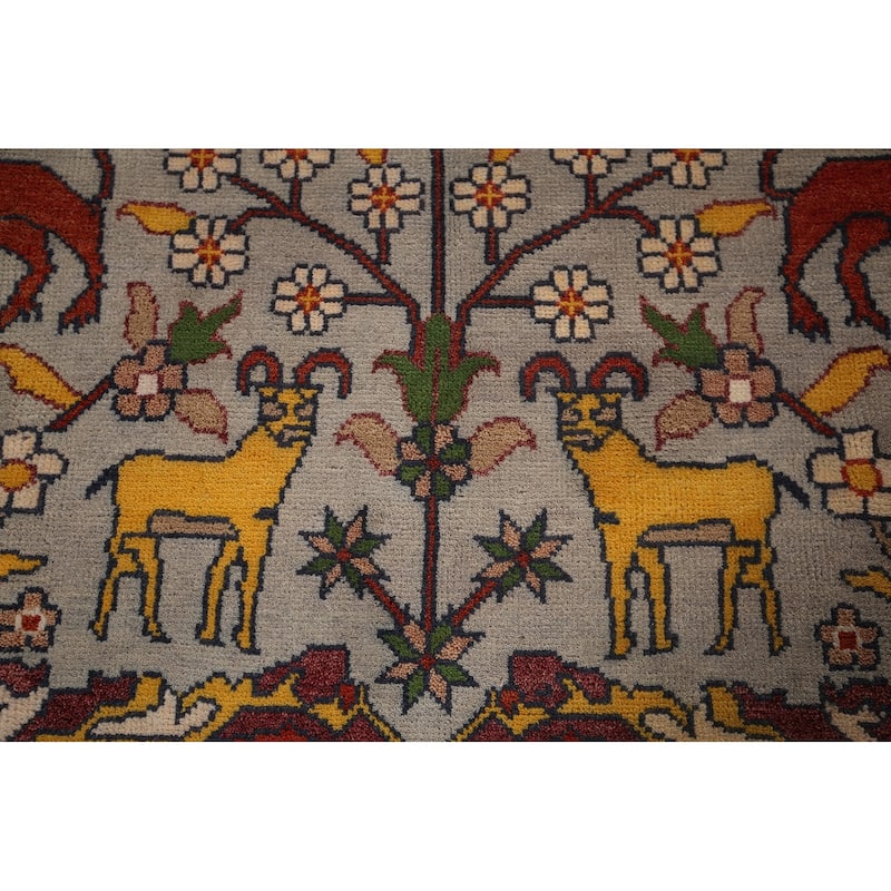 Hunting Animals Design Ziegler Indian Area Rug Handmade Wool Carpet - 8'11"x 12'0"
