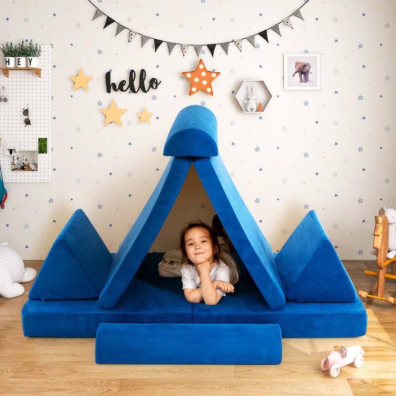 8PCS Kids Play Sofa Set Modular Folding Foam Couch Toddler Playset