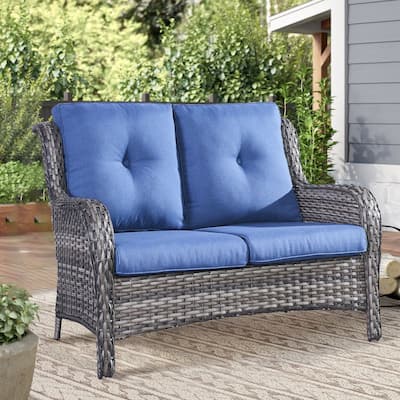 Outdoor Furniture Loveseat Couch High Back Wicker Sofa