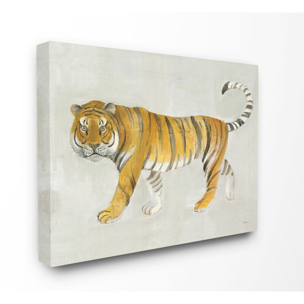 Stupell Tiger Walk Large Cat Animal Watercolor Painting Canvas Wall Art