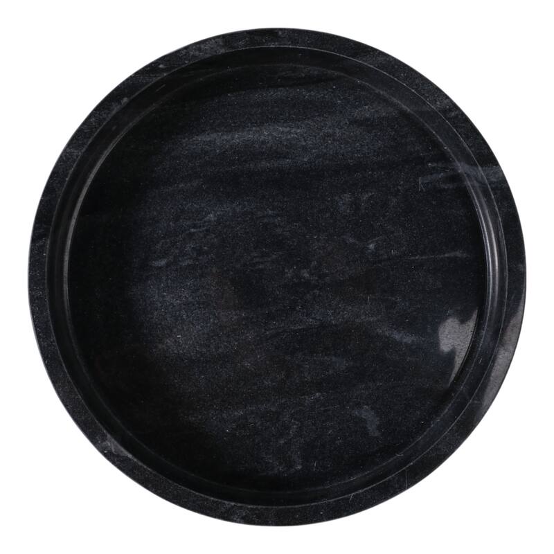 Marble Decorative Bowl Modern Pedestal Base Organizer - 6" Black - 12" x 12" x 6"