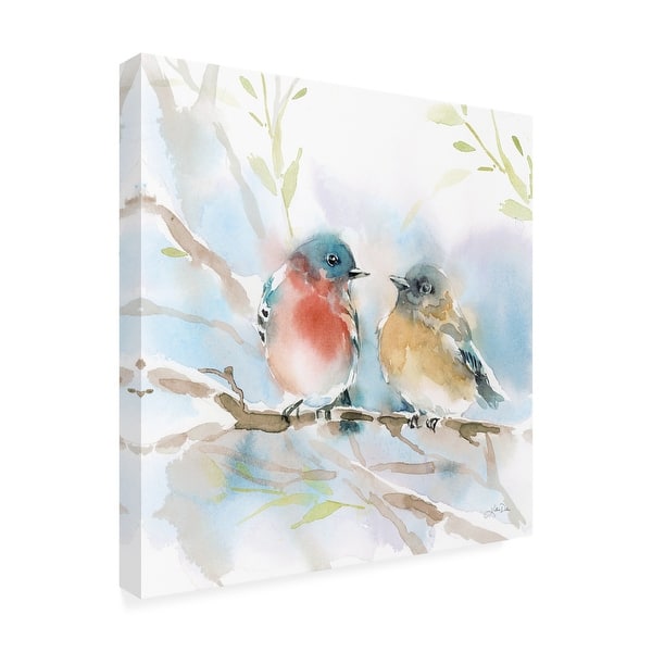 slide 2 of 7, Katrina Pete 'Bluebird Pair in Spring' Outdoor Canvas 14 x 14