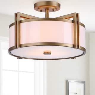 SAFAVIEH Lighting Orb Drum 3 light Gold Ceiling Light - 17.125"x17.125"x10.25"