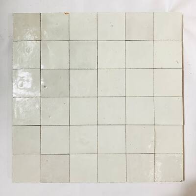 Contemporary Zellige Panels, 12"x12"x1/2", Squares in White