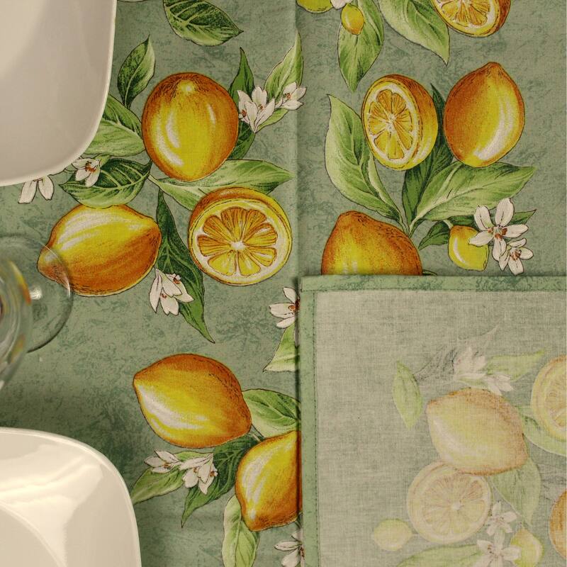 Wipeable Spill Resistant Provencal Cotton Cannes Collection Tablecloth