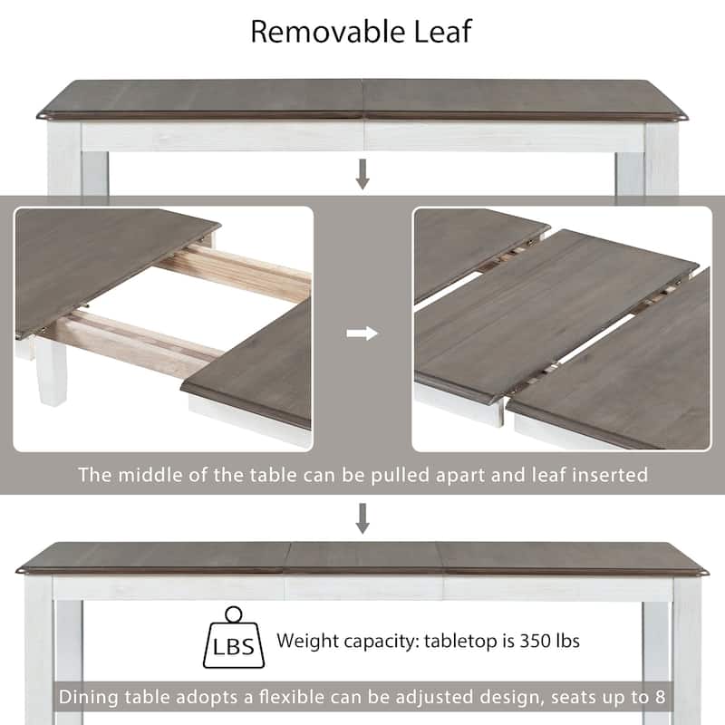 70" Dining Table Set with Extendable Table and 6 Upholstered Chairs