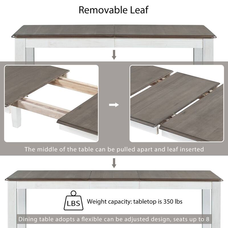 Wooden Extendable Dining Table, Upholstered Chairs with Wooden Legs, Exquisite Dining Table and Chairs Set for 6