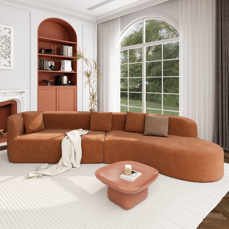 Roomfitters 132" Sectional Sofa, Modern Curved Design L-Shaped Modular Couch for Living Room Furniture