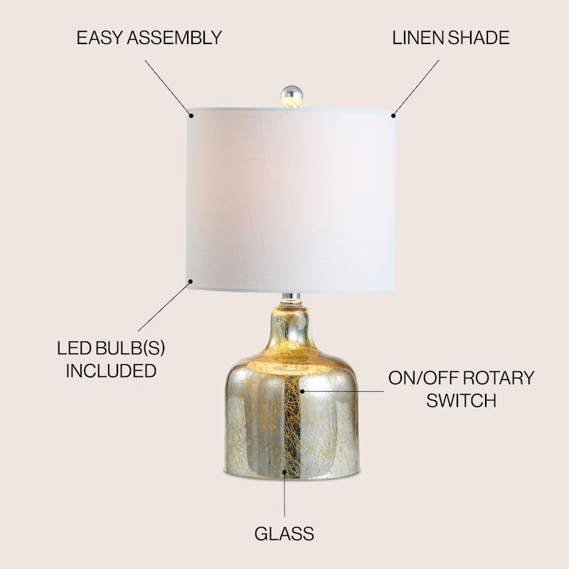 Owen 19" Glass Bell LED Table Lamp, Gold by JONATHAN Y