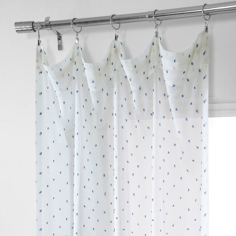 Exclusive Fabrics Altair Blue Patterned Linen Sheer Curtain (1 Panel)