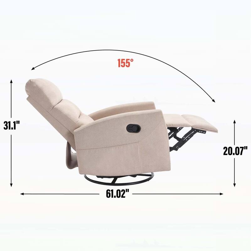 Manual Recliner Chair with Rocker and Swivel for Comfortable Living Room Seating