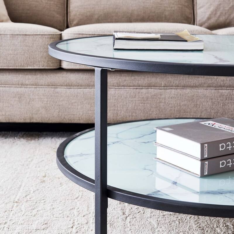 Glass coffee table with large storage space Bed Bath & Beyond 34867441