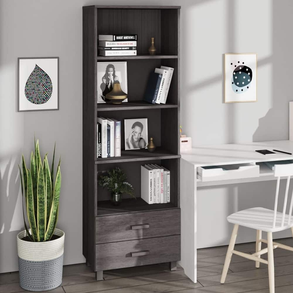 vidaXL Cabinet Bookshelf Entryway Cabinet with Storage HAMAR Solid Wood Pine - 23.6"x13.8"x70.9"