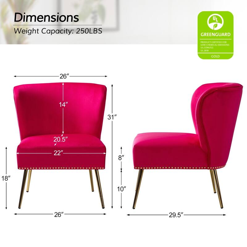 Celtia Modern Velvet Accent Side Chair with Nailhead Trim by HULALA HOME