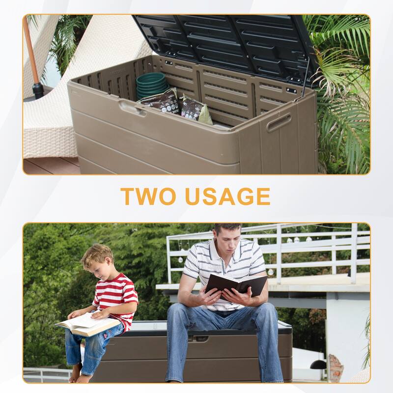 81.84 Gal. Heavy-Duty Outdoor Storage Deck Box in Brown