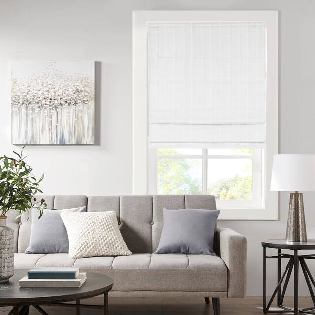 Madison Park Colm Basketweave Room Darkening Cordless Roman Shade - 33x64" - White