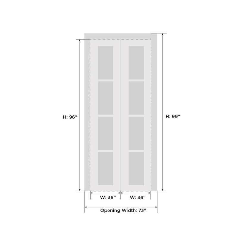 Sliding Closet Bi-fold Doors | Mela 0716 Painted White | Sturdy Tracks Moldings Trims | Wood Solid Bedroom Wardrobe Doors