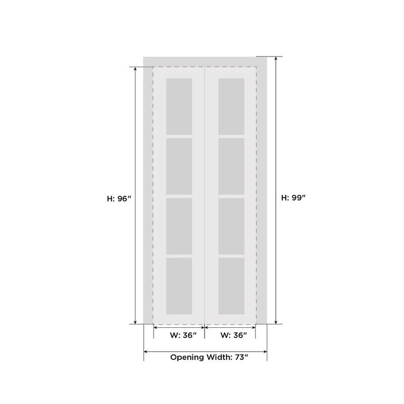 Sliding Closet Bi-fold Doors | Mela 0755 Painted White | Sturdy Tracks Moldings Trims | Wood Solid Bedroom Wardrobe Doors