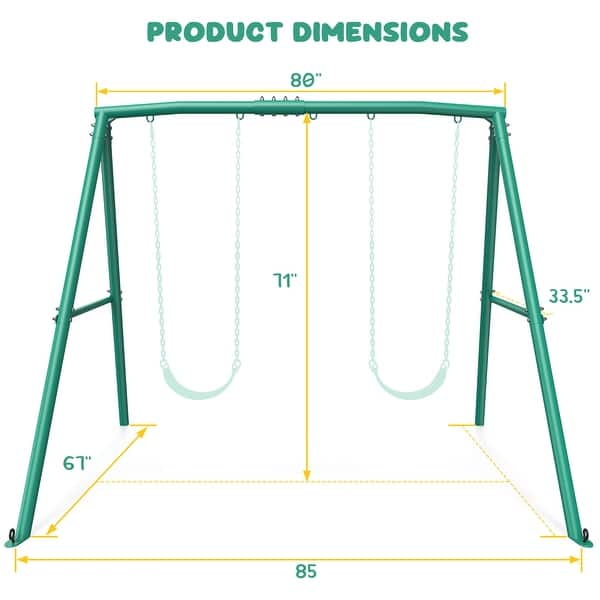 440lbs Heavy Duty A-Frame Metal Swing set Frame with 5 Hanging Hooks