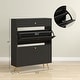 preview thumbnail 3 of 25, HOMCOM Narrow Shoe Cabinet for Entryway, Modern Shoe Storage Cabinet with Wave-like Panels, 2 Flip Drawers