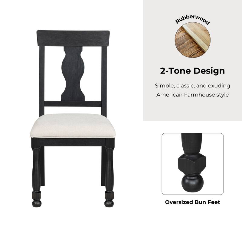Furniture of America Lucan Modern Farmhouse Black Acacia 7-Piece Dining Set