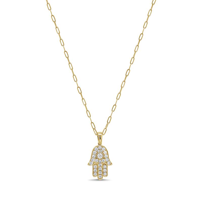 Joelle Collection 14K Gold Diamond Hamsa Necklace
