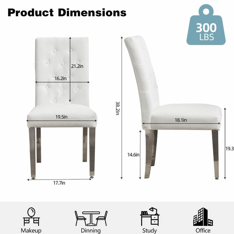 Luxury Chenille Dining Chairs - Ergonomic Design, Set of 2