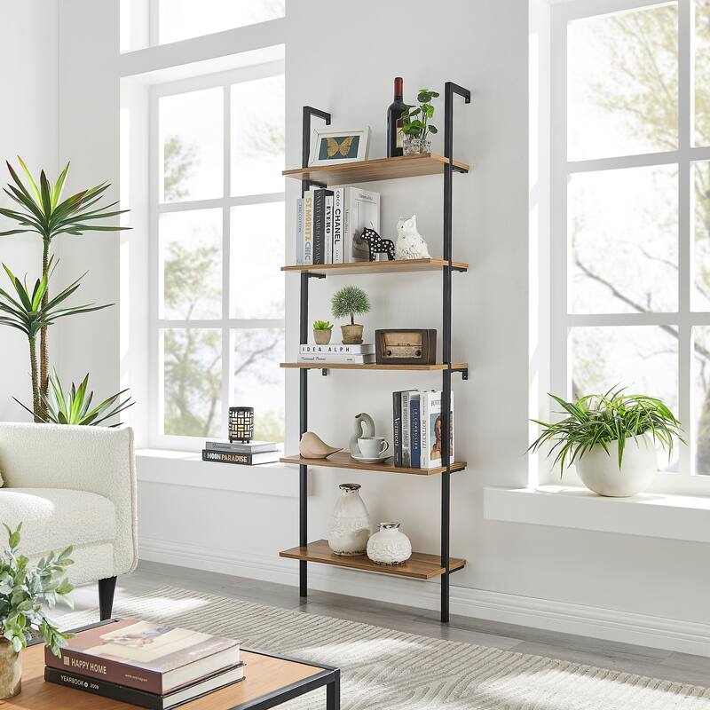 Danya B. Everett 5-Tier Open Display Stand Wall Mount Modern Metal Frame Ladder Shelf