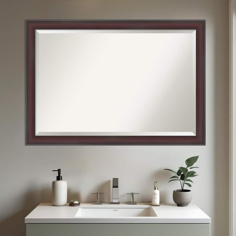 Grand Narrow Beveled Framed Bathroom Vanity Wall Mirror