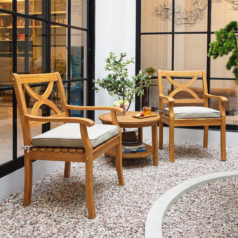 Cambridge Casual Lowell Outdoor Teak Wood Dining Chair with Cushion