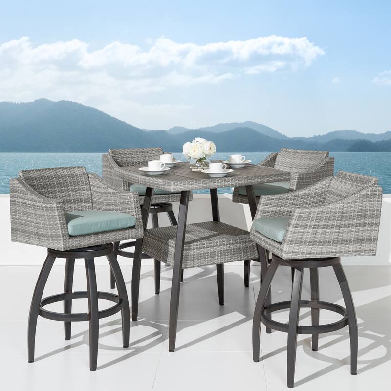 Cannes 5 Piece Sunbrella Outdoor Patio Barstool Set