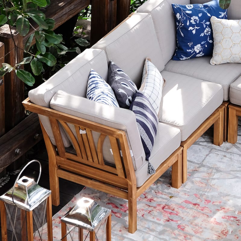 Cambridge Casual Lowell 8-piece Teak Patio Sectional Set with Cushion