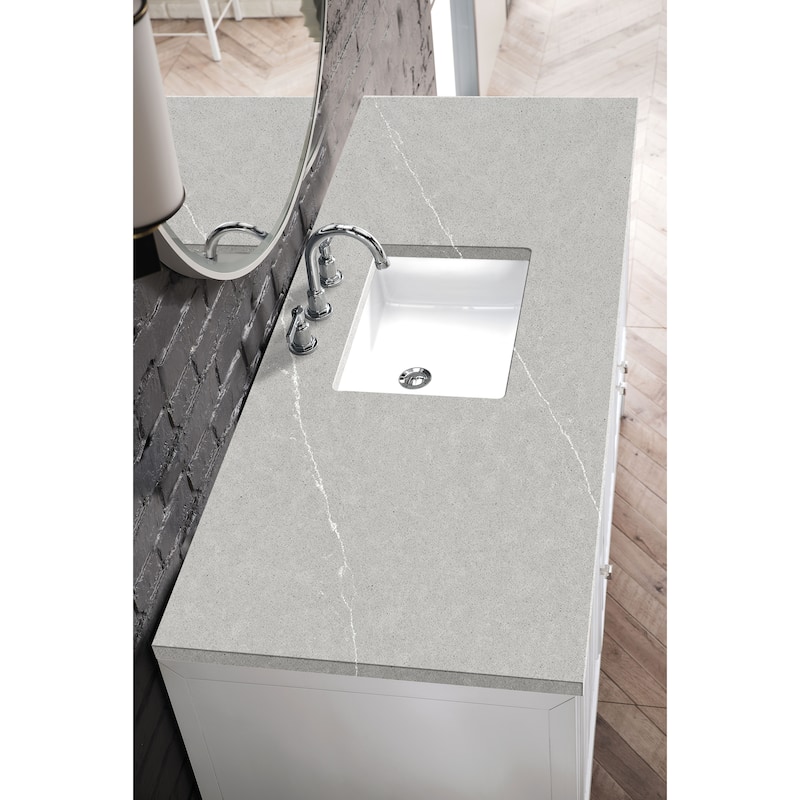 James Martin Vanities Athens 60" Single Vanity Cabinet, Glossy White - Eternal Serena Quartz